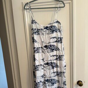 Reformation Blue and White Midi Dress